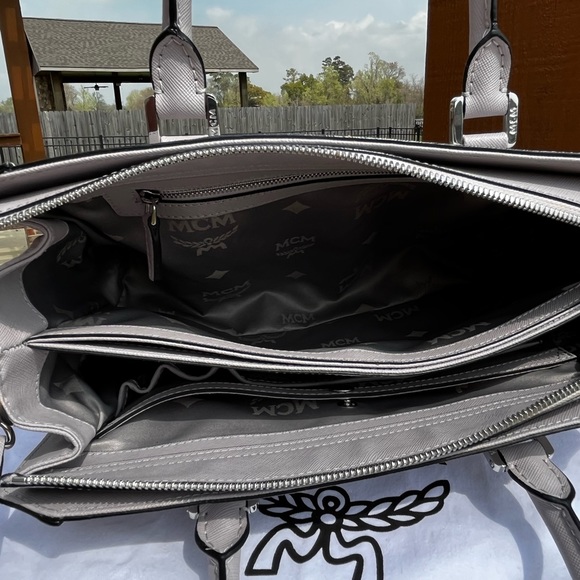 MCM NWOT Saffiano Nuovo Gray Tote Crossbody Bag with Dust bag - Picture 6 of 14